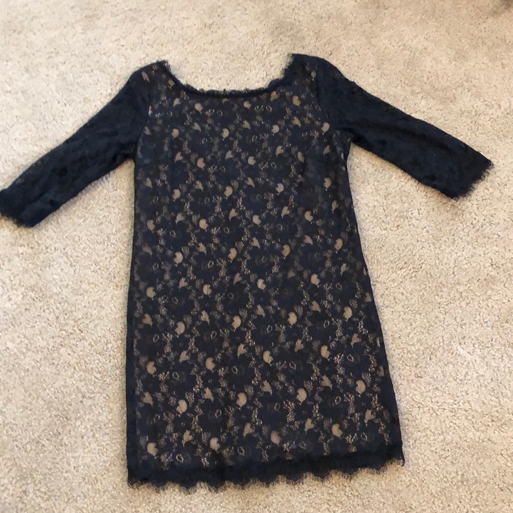 Black long sleeve lace dress. Deep v back!